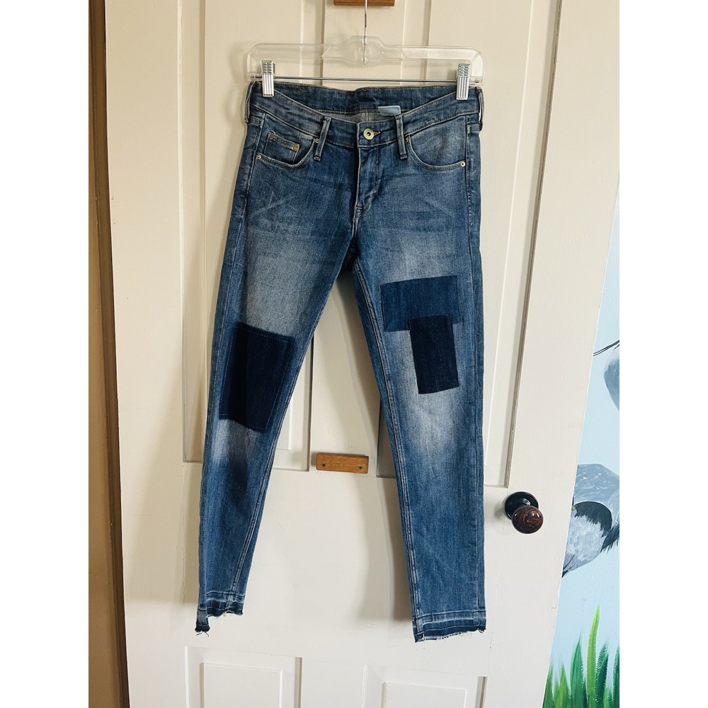 H&M Women's Skinny Low Waist Denim PatchWork Size 28 Ankle Jeans
